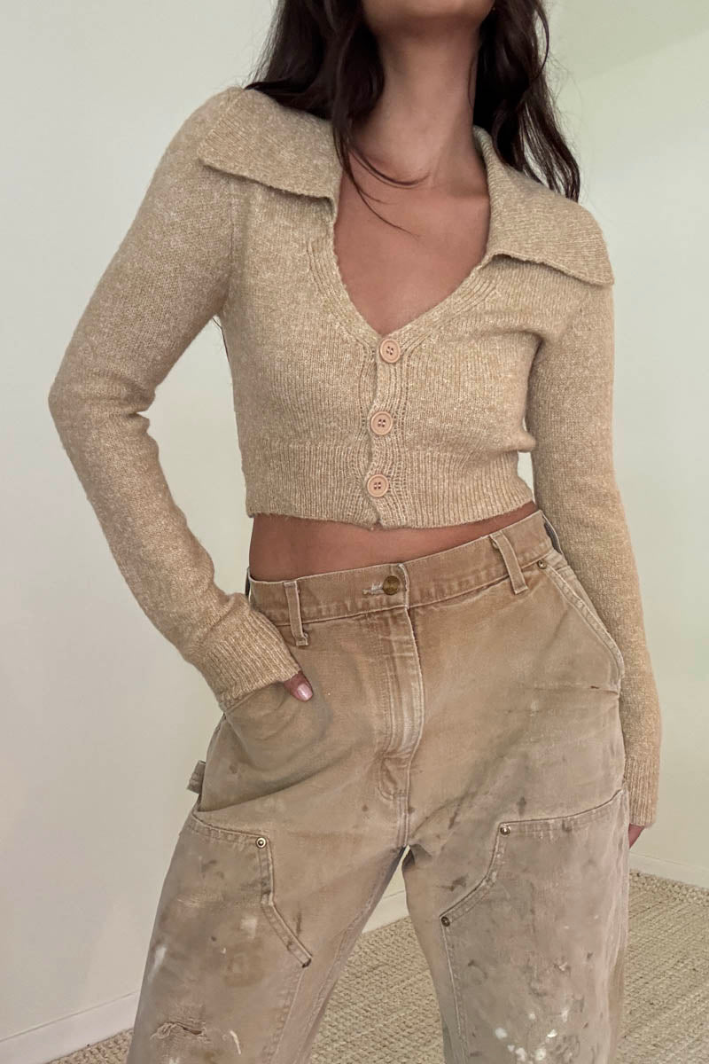Collar Knit Crop Top