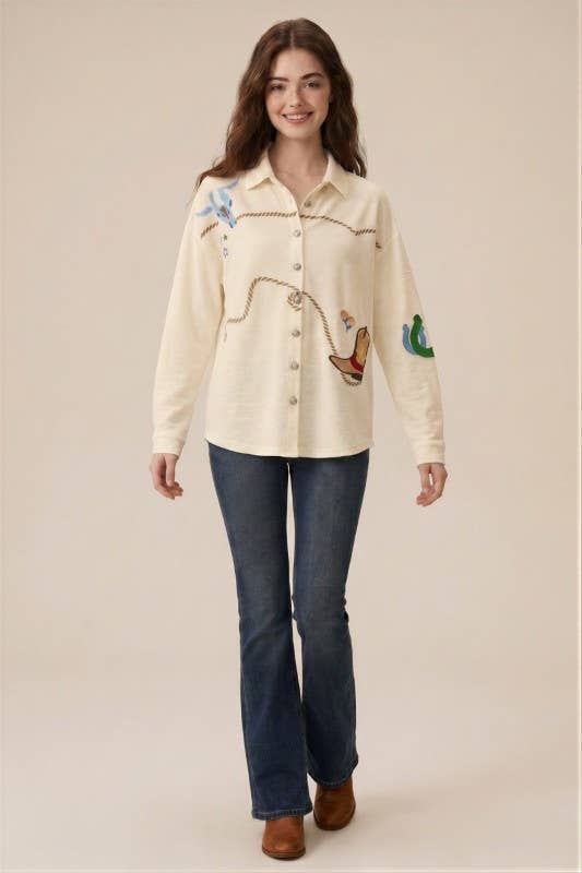 Western Embroidered Button Down Shirt