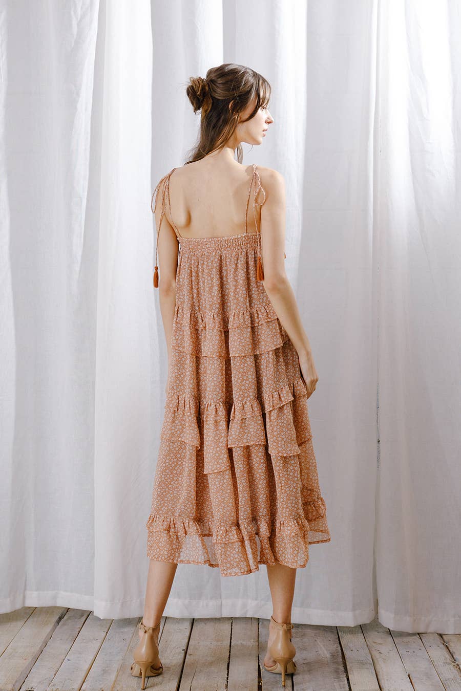 Floral Tiered Layered Midi Dress