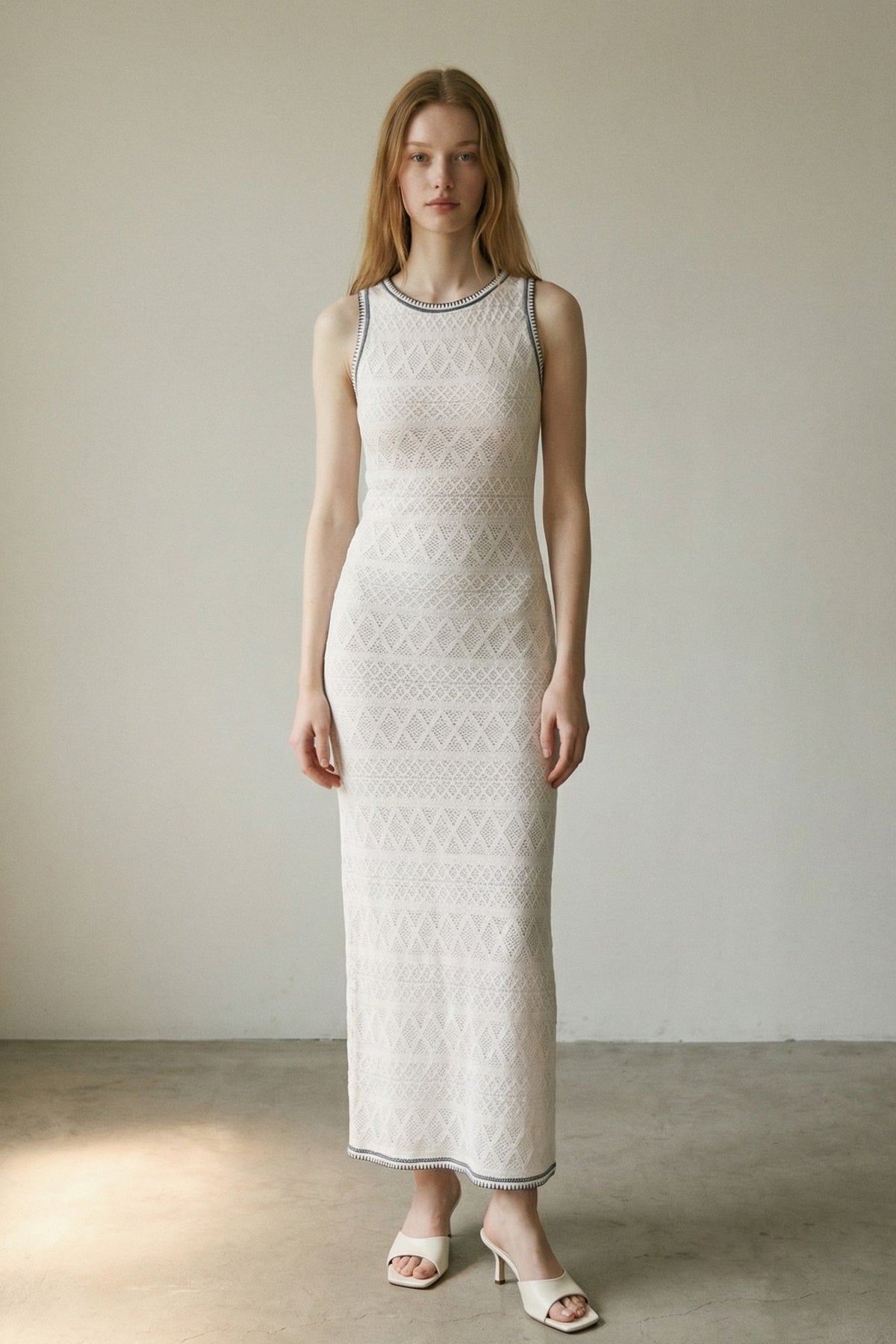 Crochet Knit Sleeveless Midi Dress