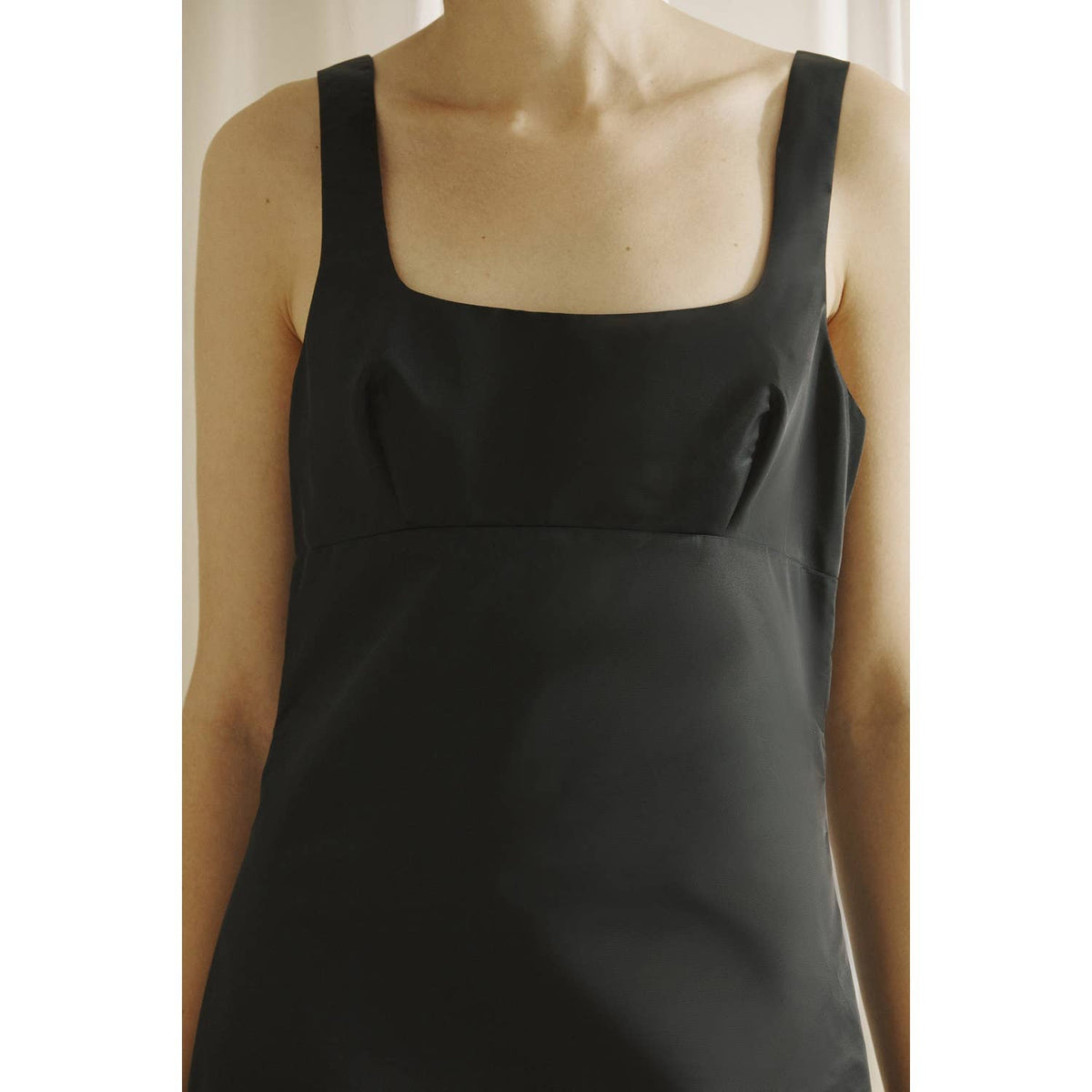 Monochromatic Satin Sheen Shift Mini Dress
