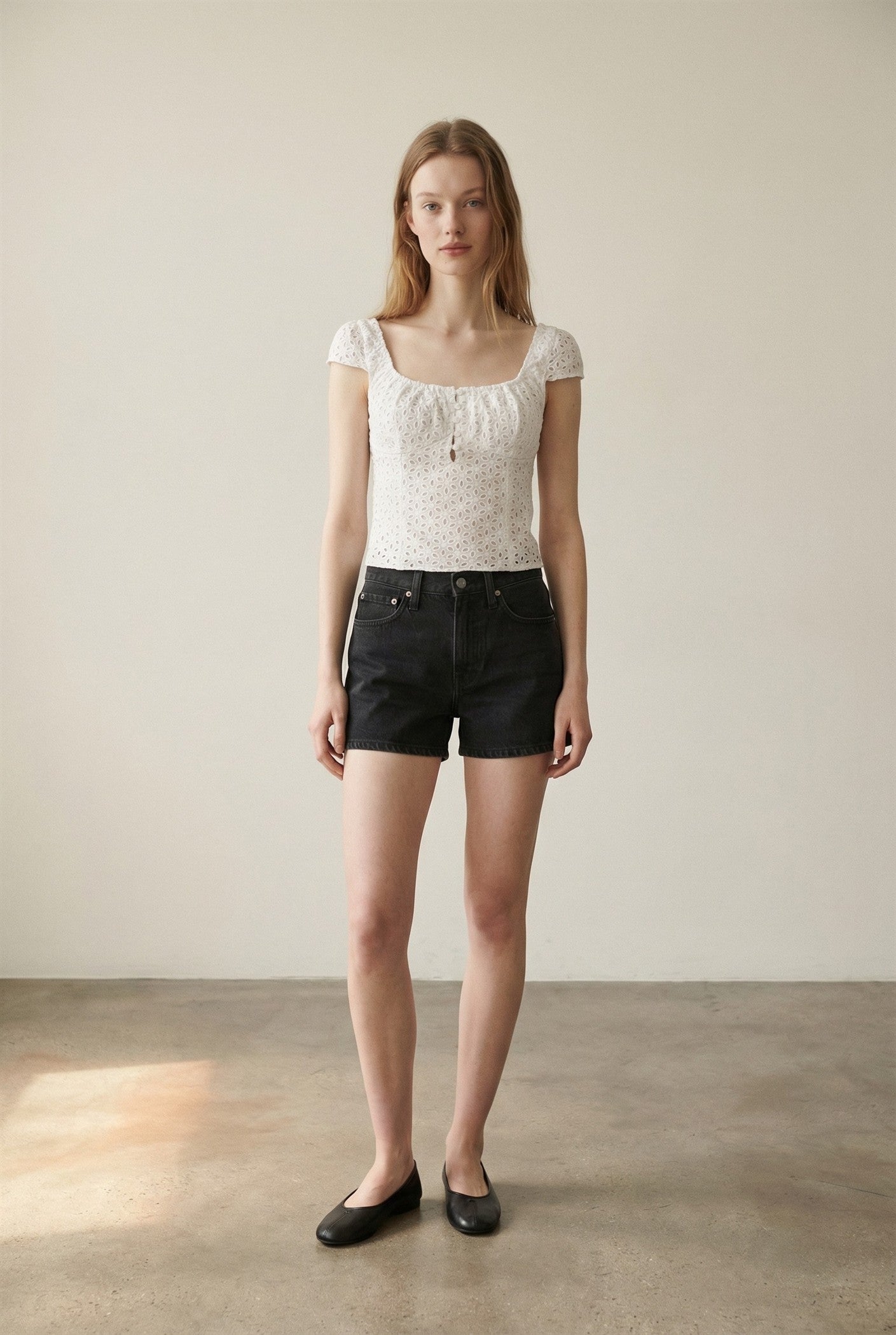 Button Front Cap Sleeve Top