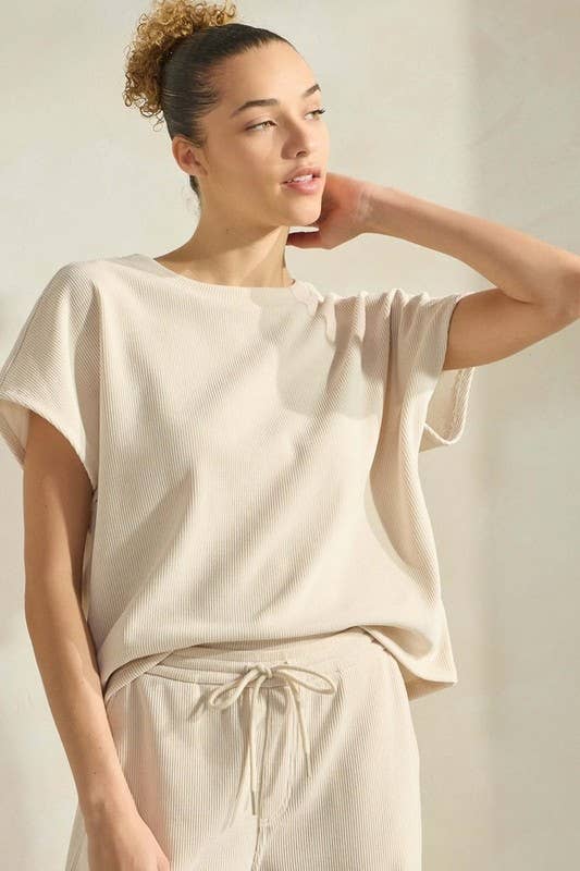 Womens Corduroy Short Sleeve Top