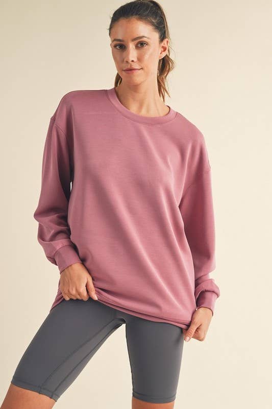 Sofie Soft Modal Oversized Crew Top W/ Pockets Fall Clothing