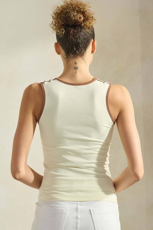 Women's Two Tone U Neckline Seamless Tank