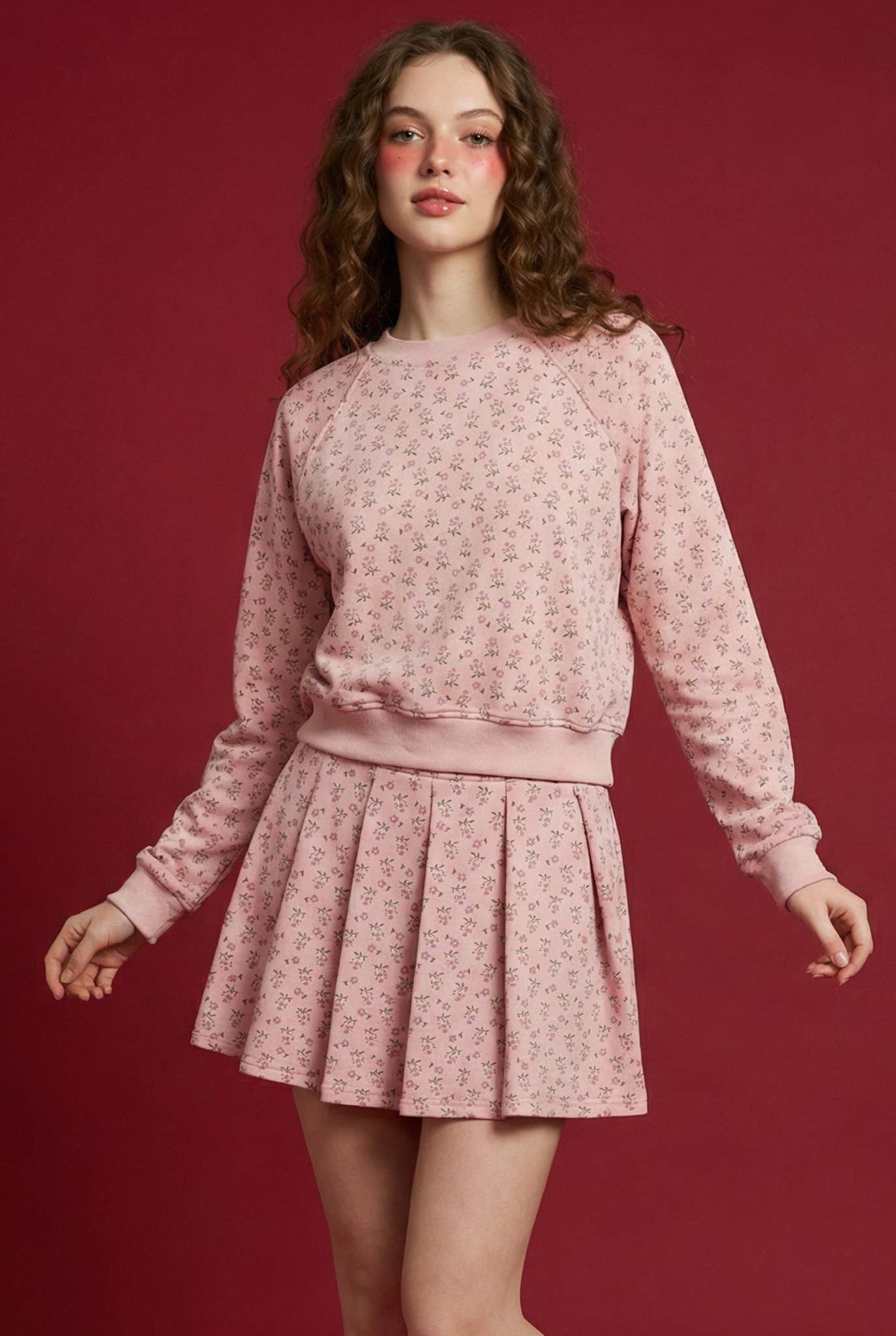 Floral Pleated Mini Skirt