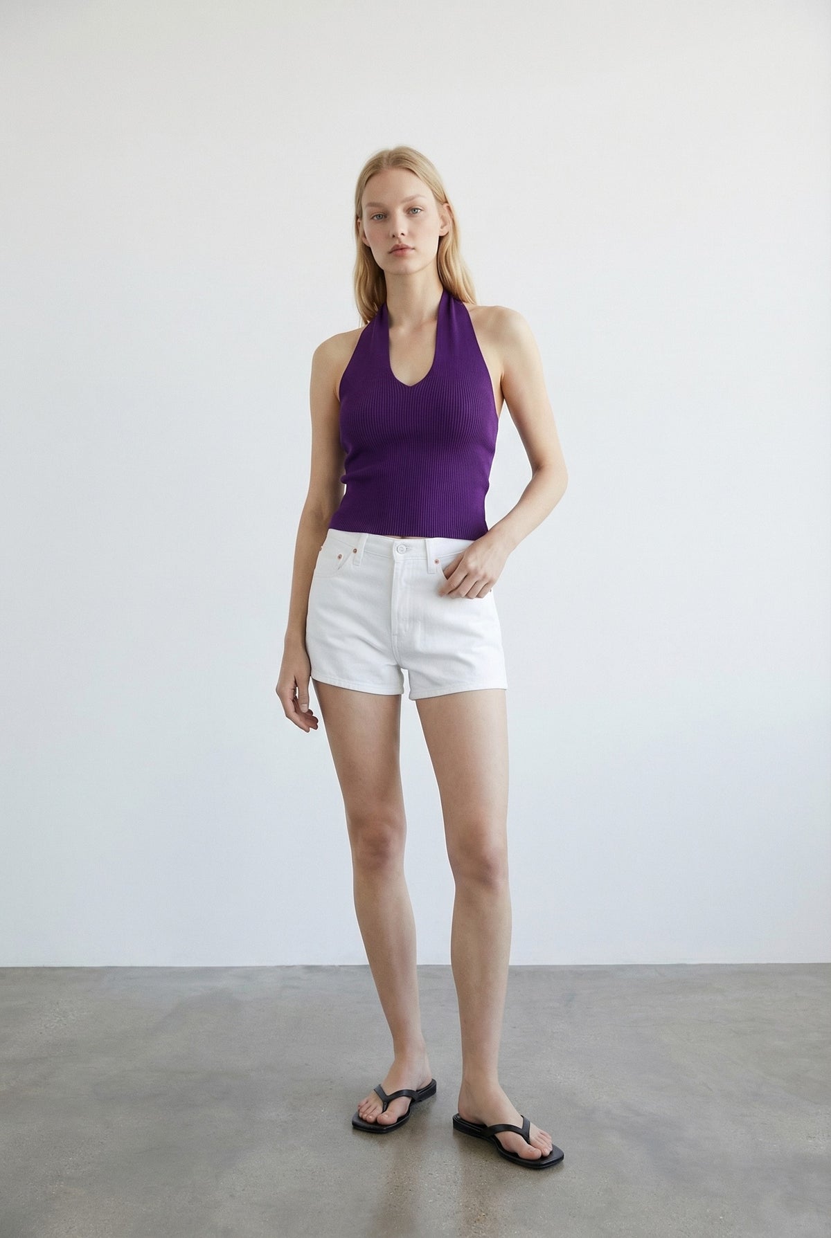 Front Cutout Criss Cross Detail Halter Top