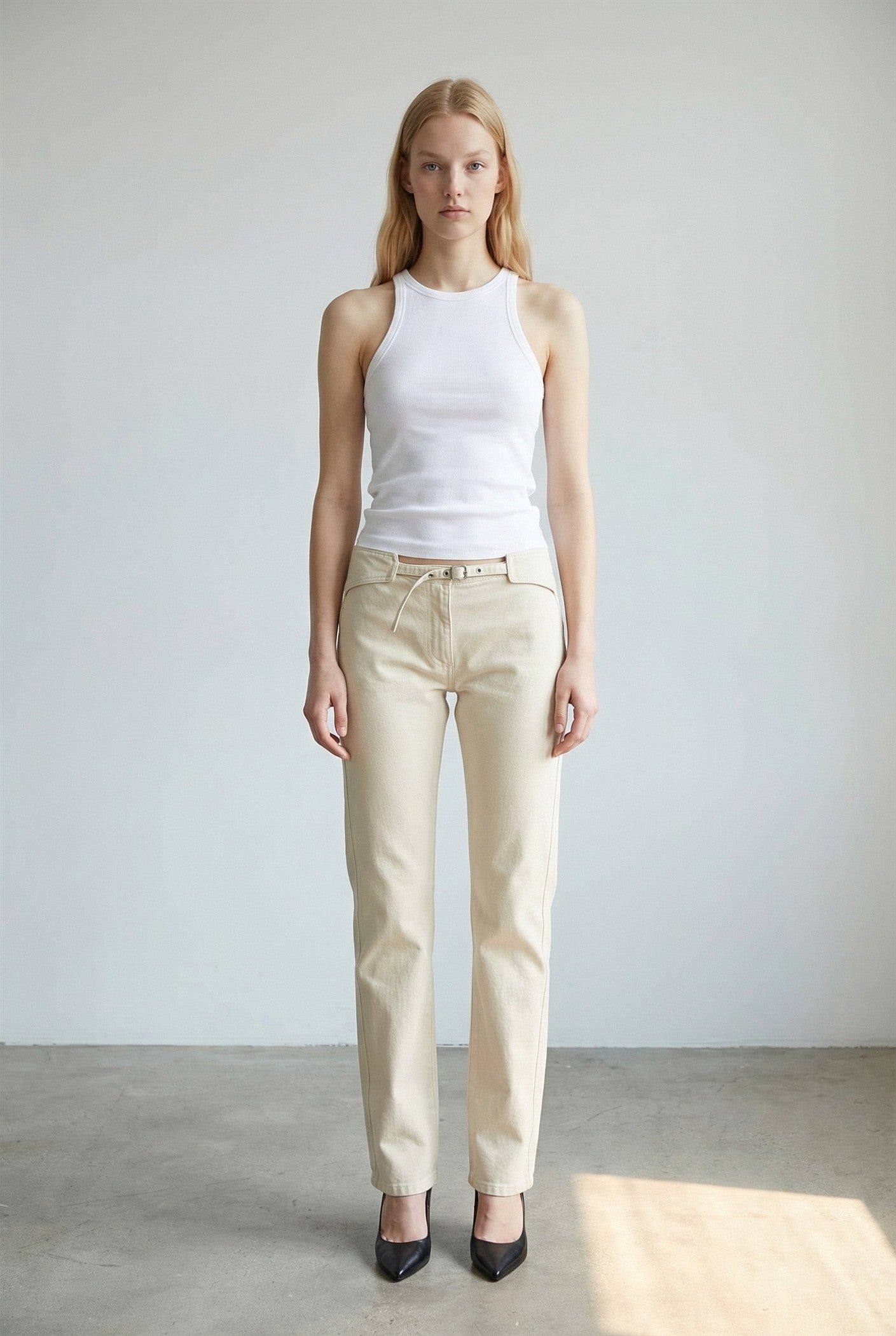 Denim Trouser With Adjustable Stripe