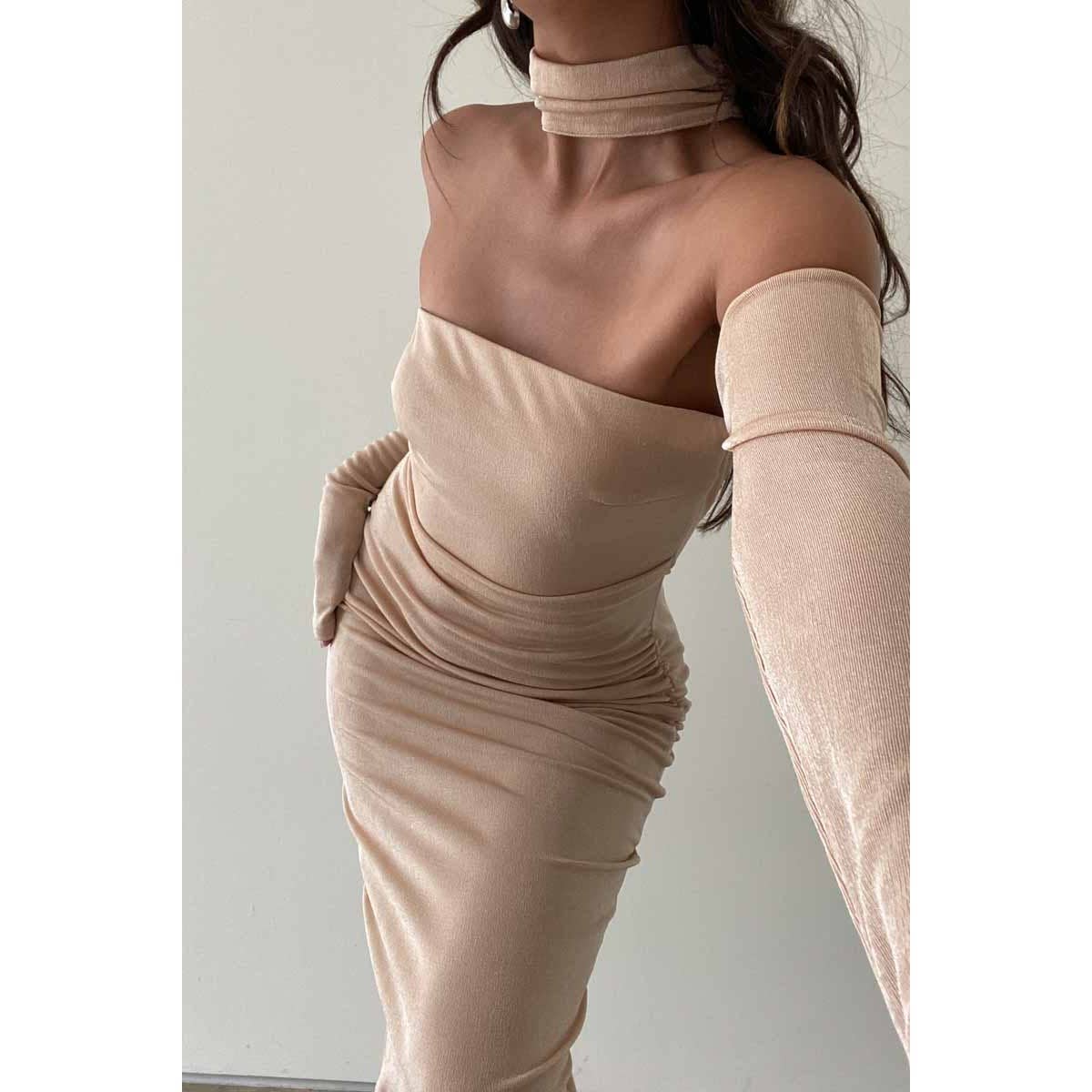 SLINKY CUT OUT CHEST MIDI DRESS