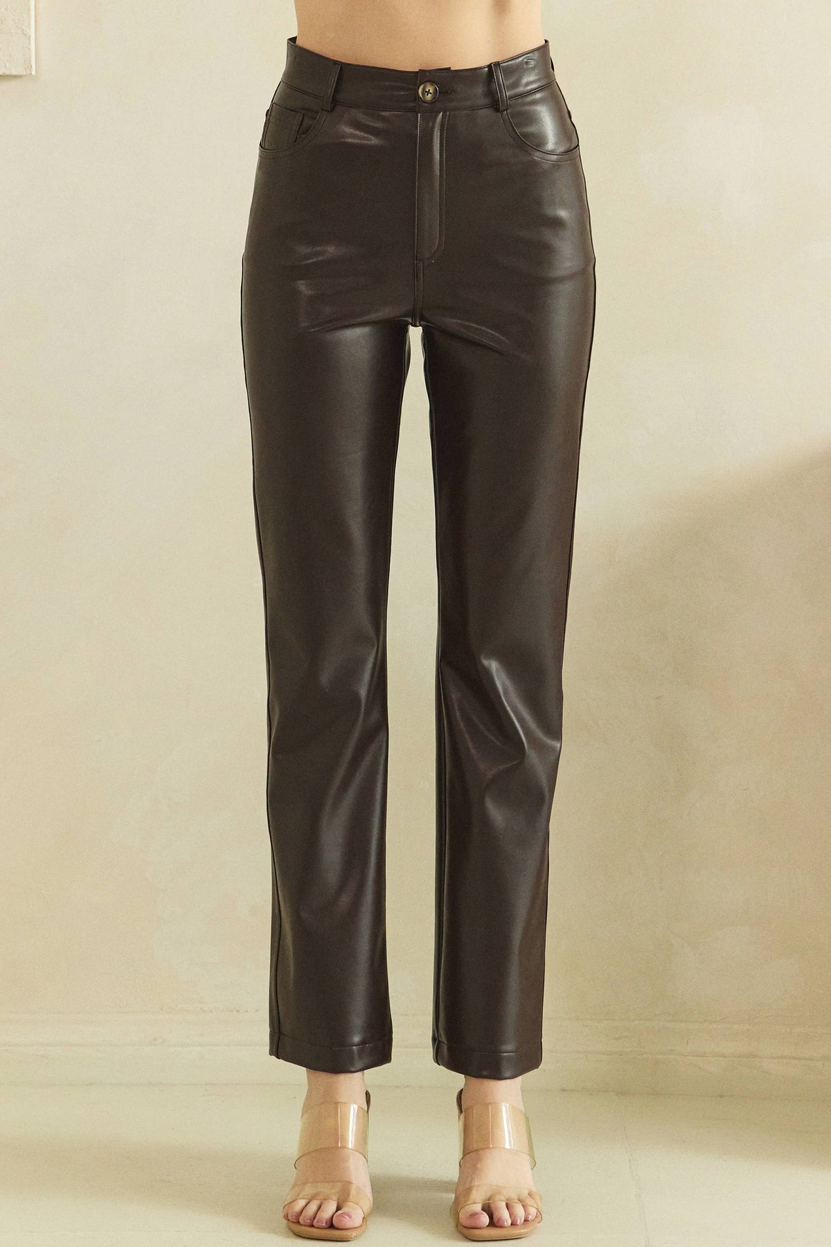 So Edgy Faux Leather Straight-Leg High-Rise Pants