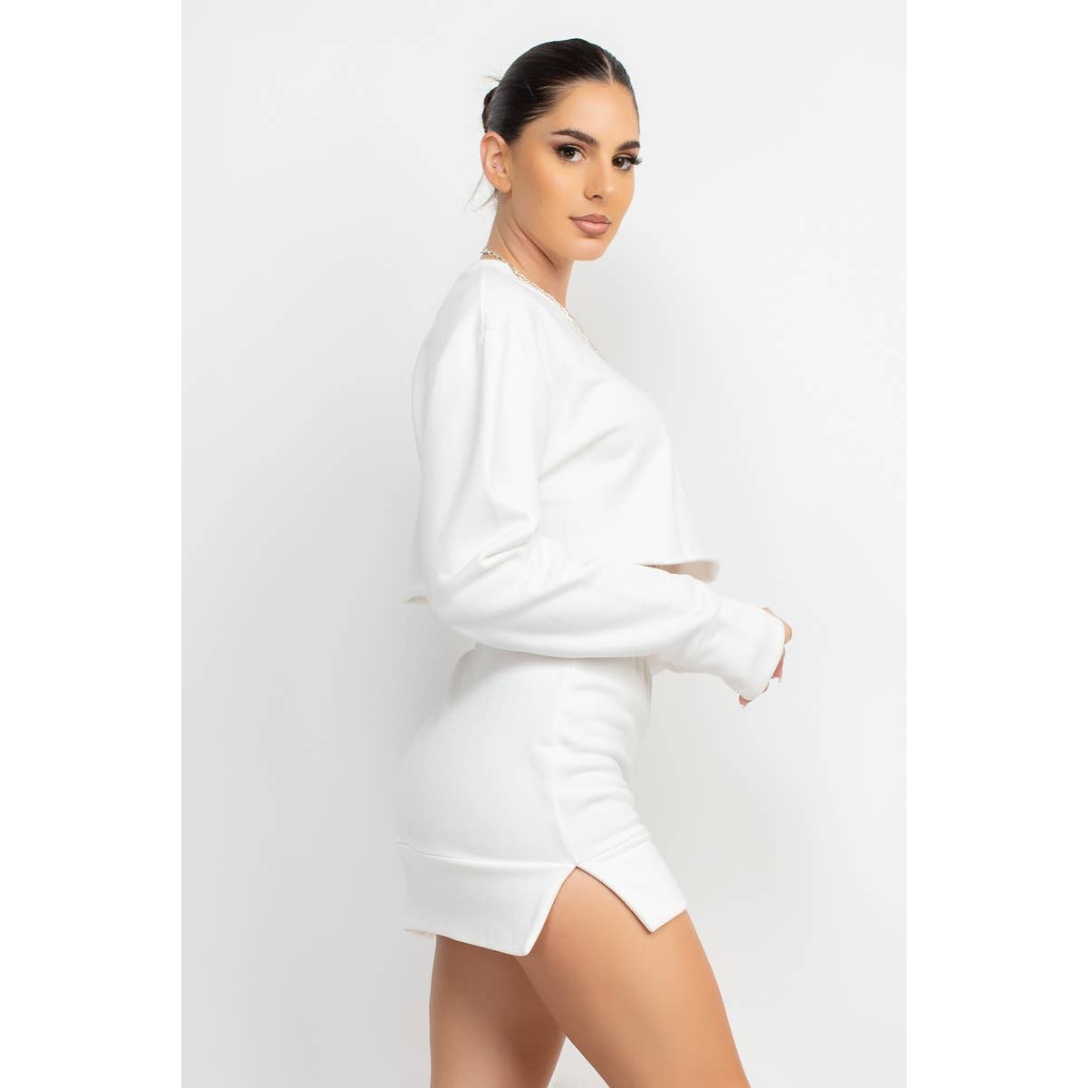 Crew Neck Sweatshirt and Mini Skirt Set