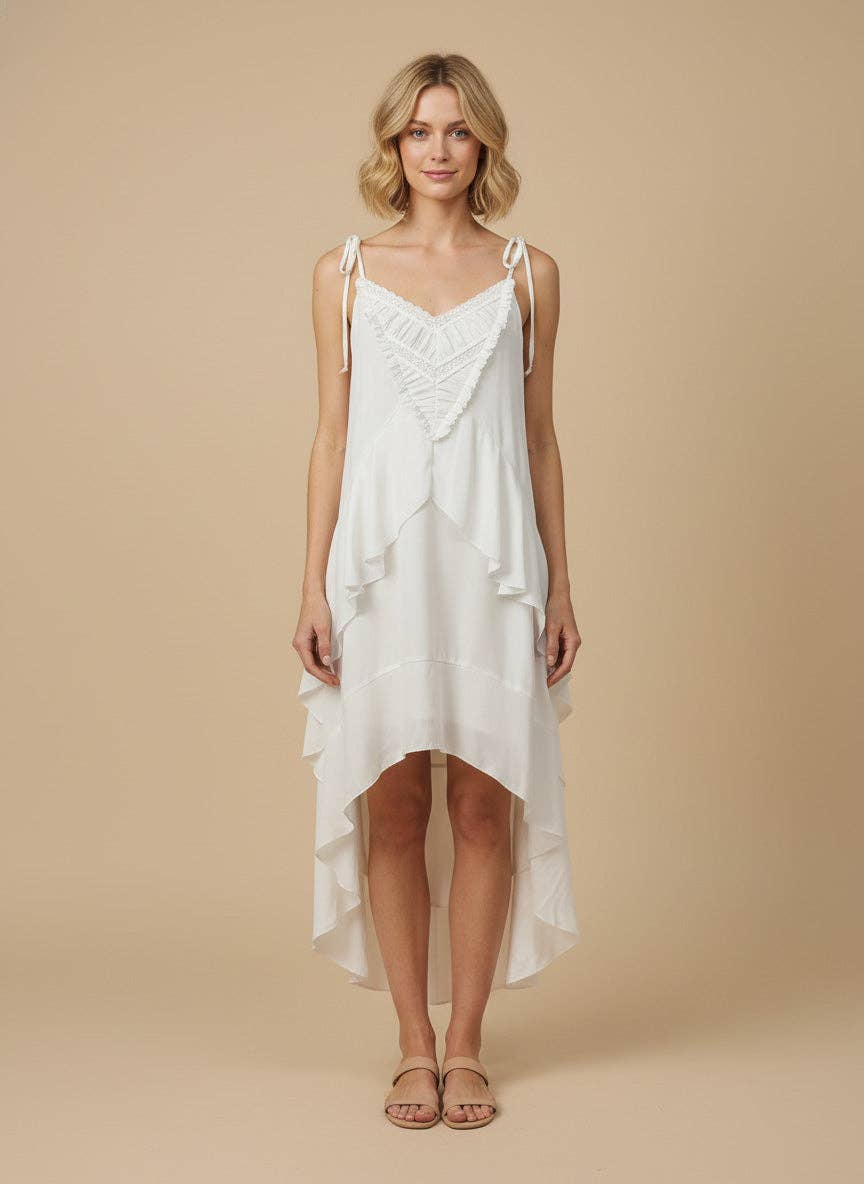 Ruffles High Low Midi Dress