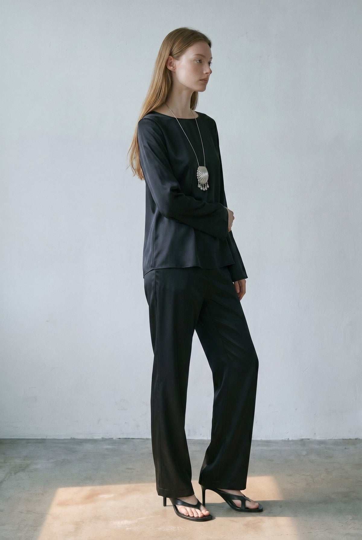 Satin Long Sleeves Top & Pants Set