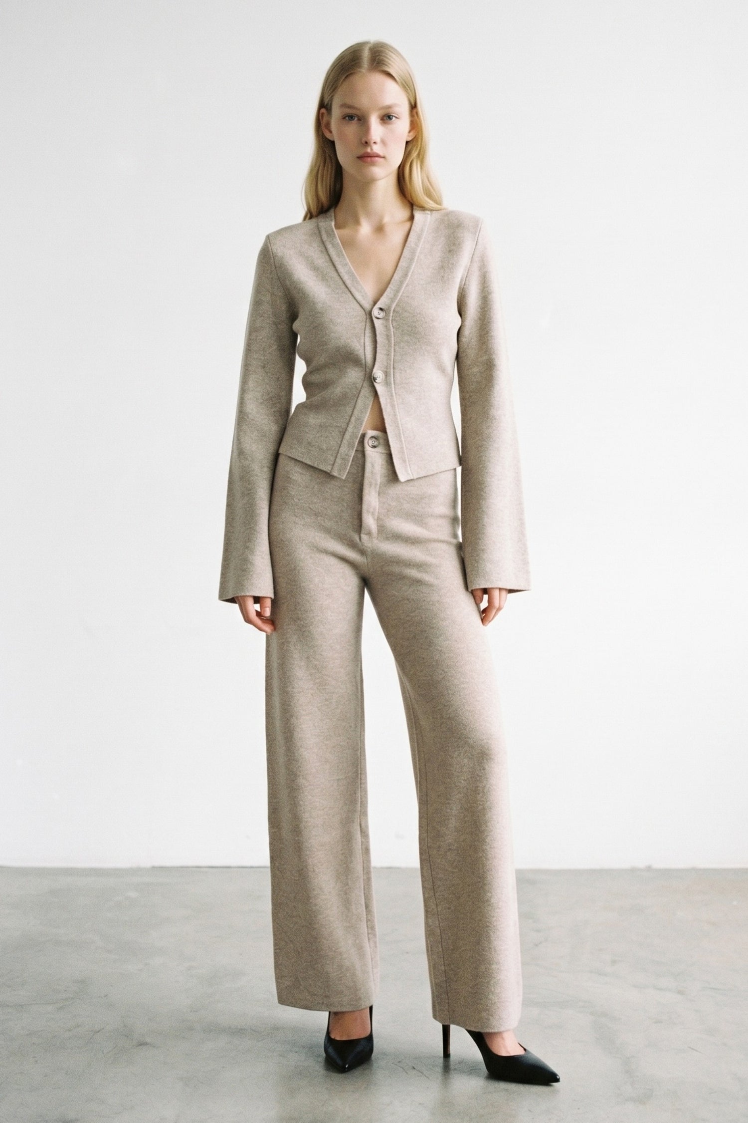 Knitted Straight Leg Suit Pants