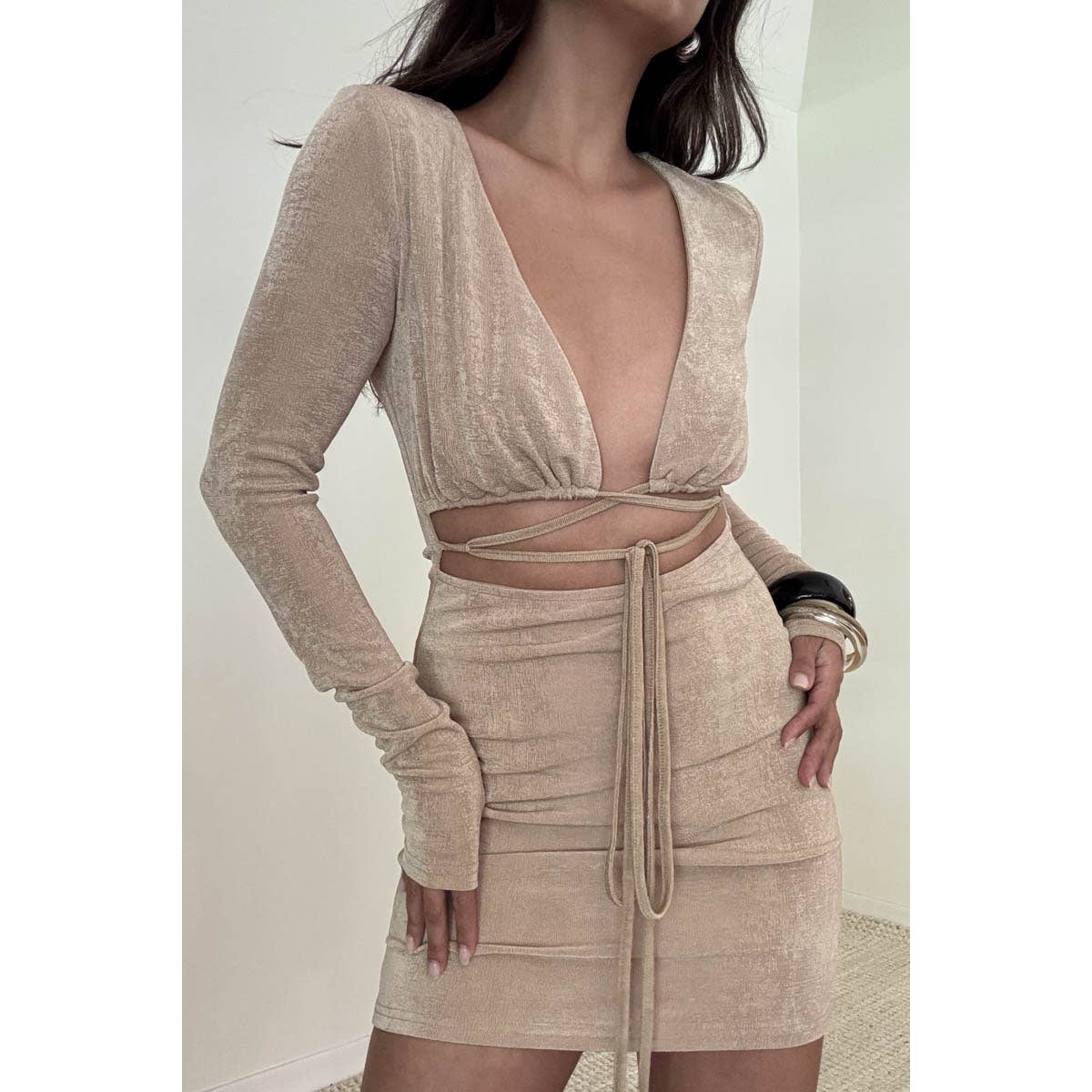 Front Tie Up Mini Dress