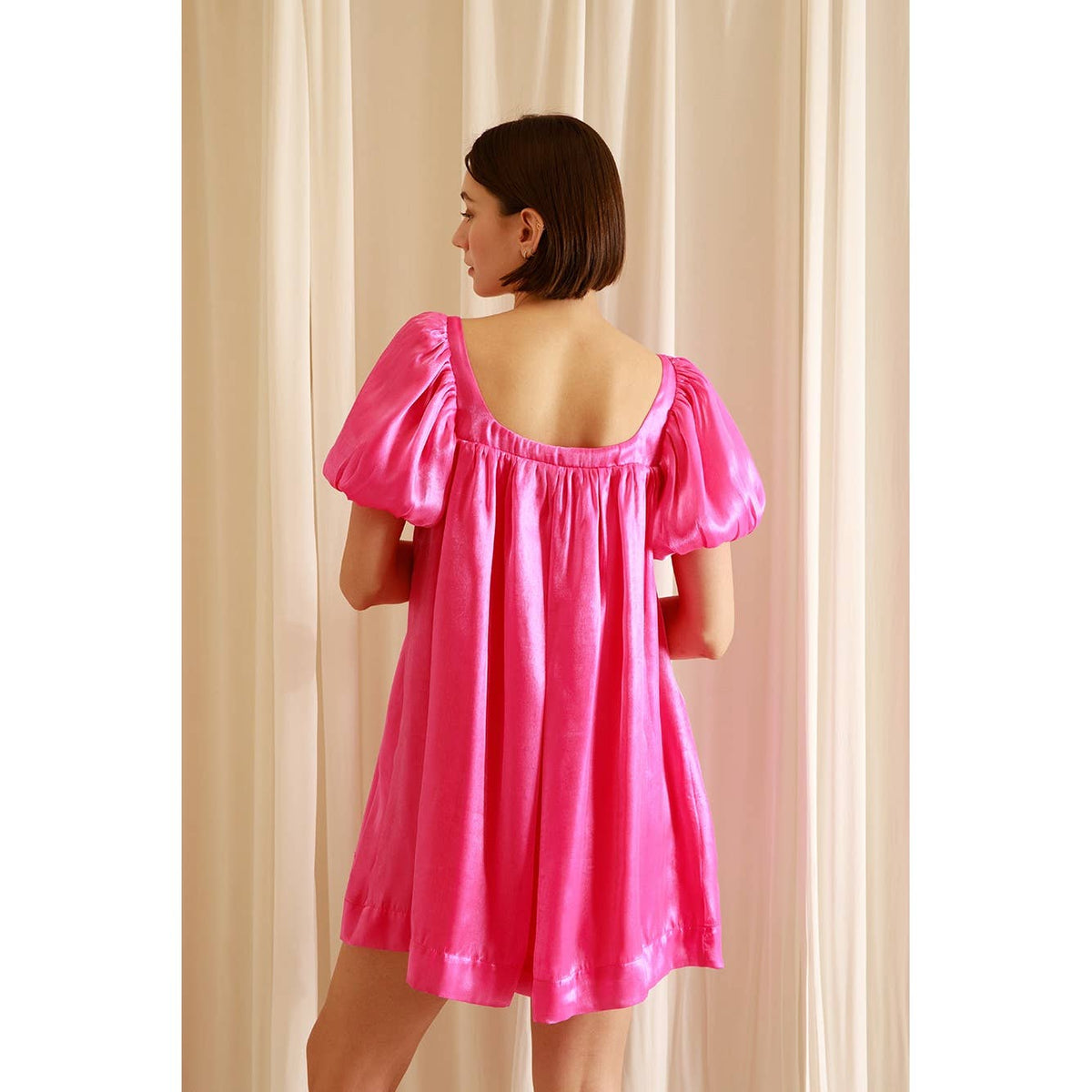 A Shiny Sheen Baby Doll Mini Dress