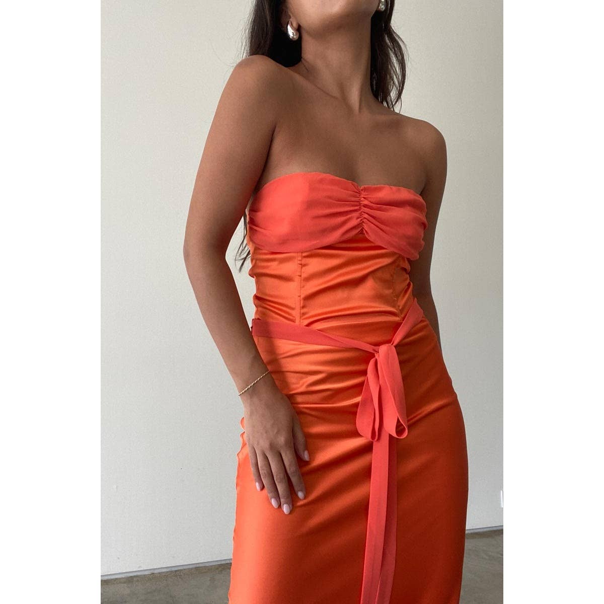Satin With Chiffon Bustier Tops