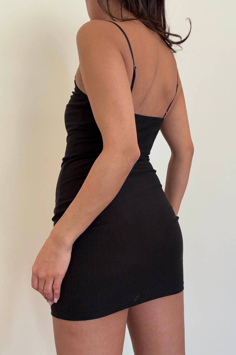 Power Mesh V-Neck Slip Mini Dress