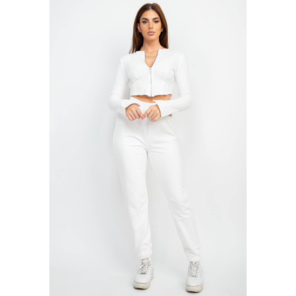 Waist Cut Out Elastic Waistband Jogger Pants