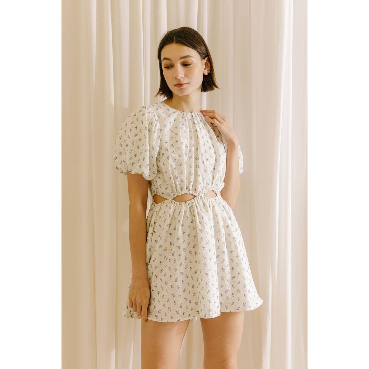 Cream Blue Floral