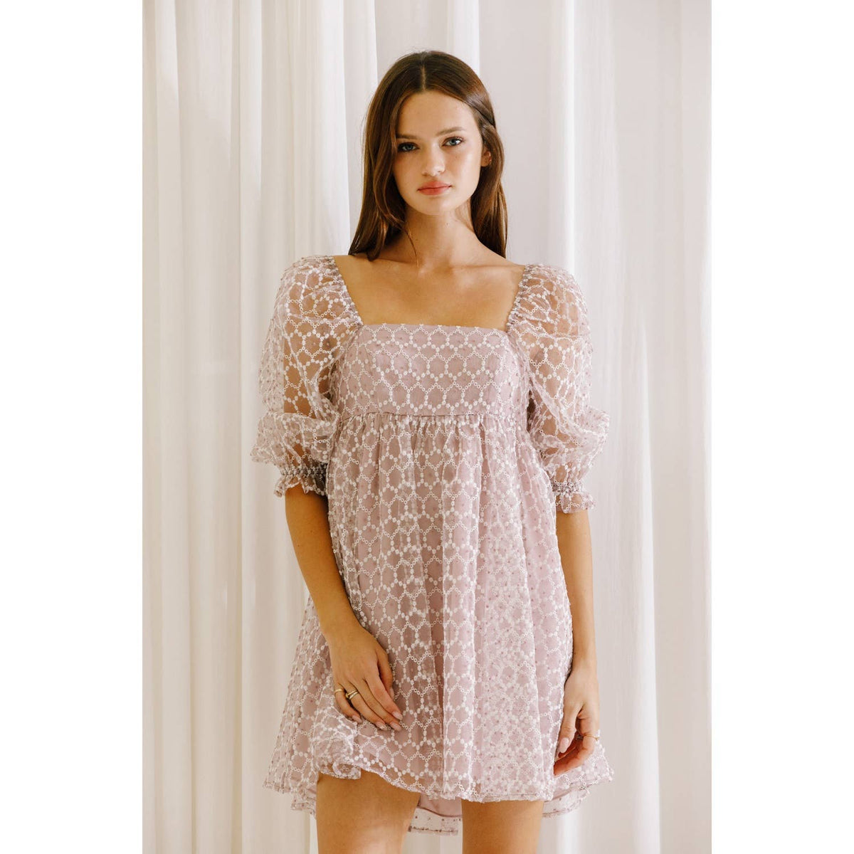 Embroidered Tiny Daisies Baby Doll Dress
