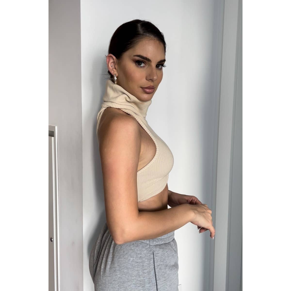 Knit High Neck Sexy Top