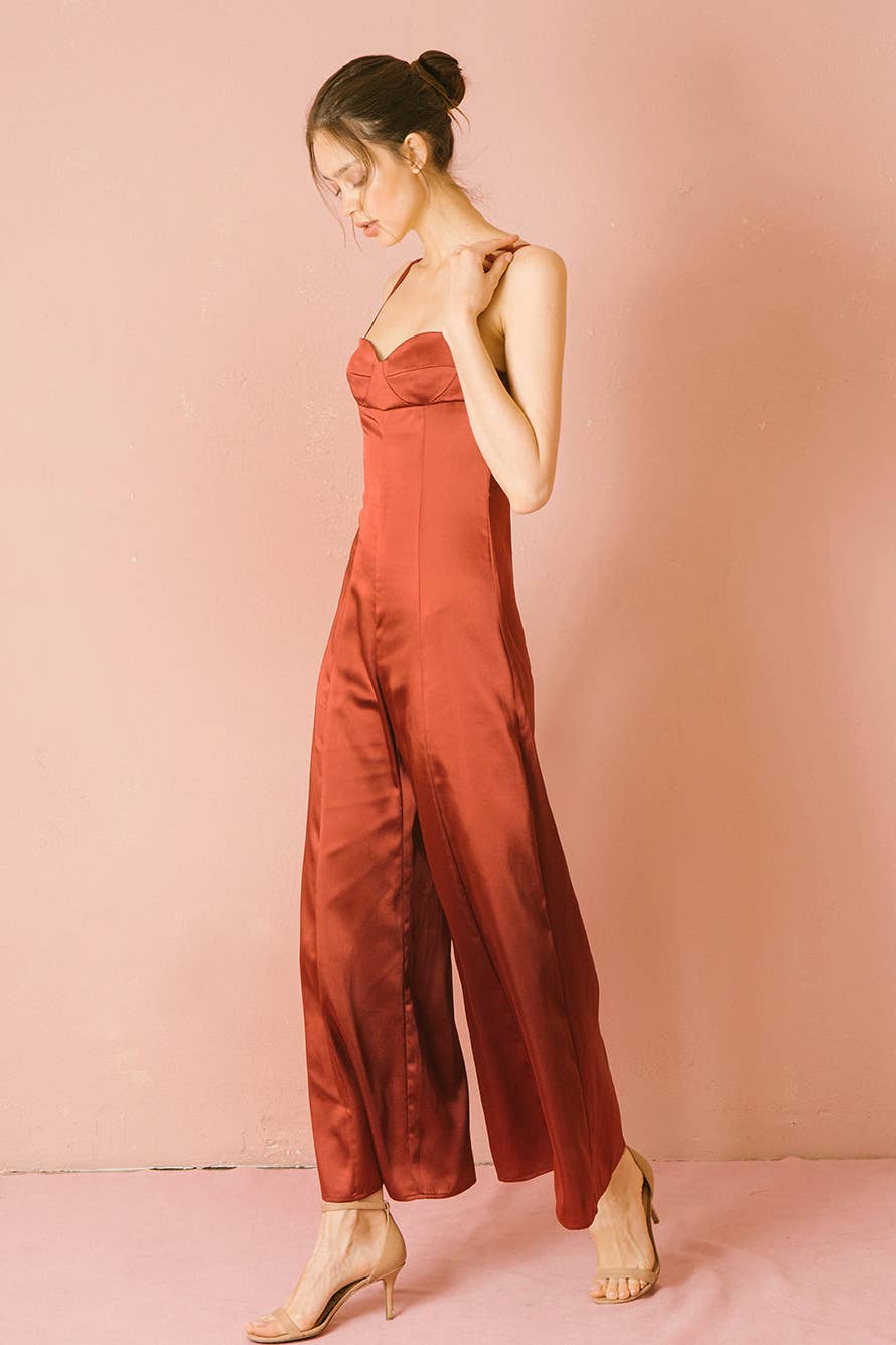 Satin Sheen Palazzo Jumpsuit