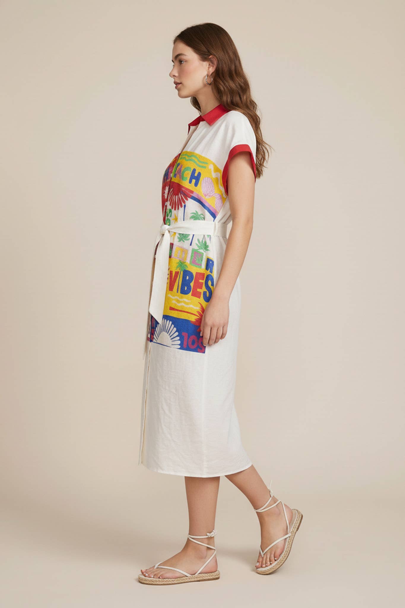 Vacation Vibes Midi Dress W Self Belt