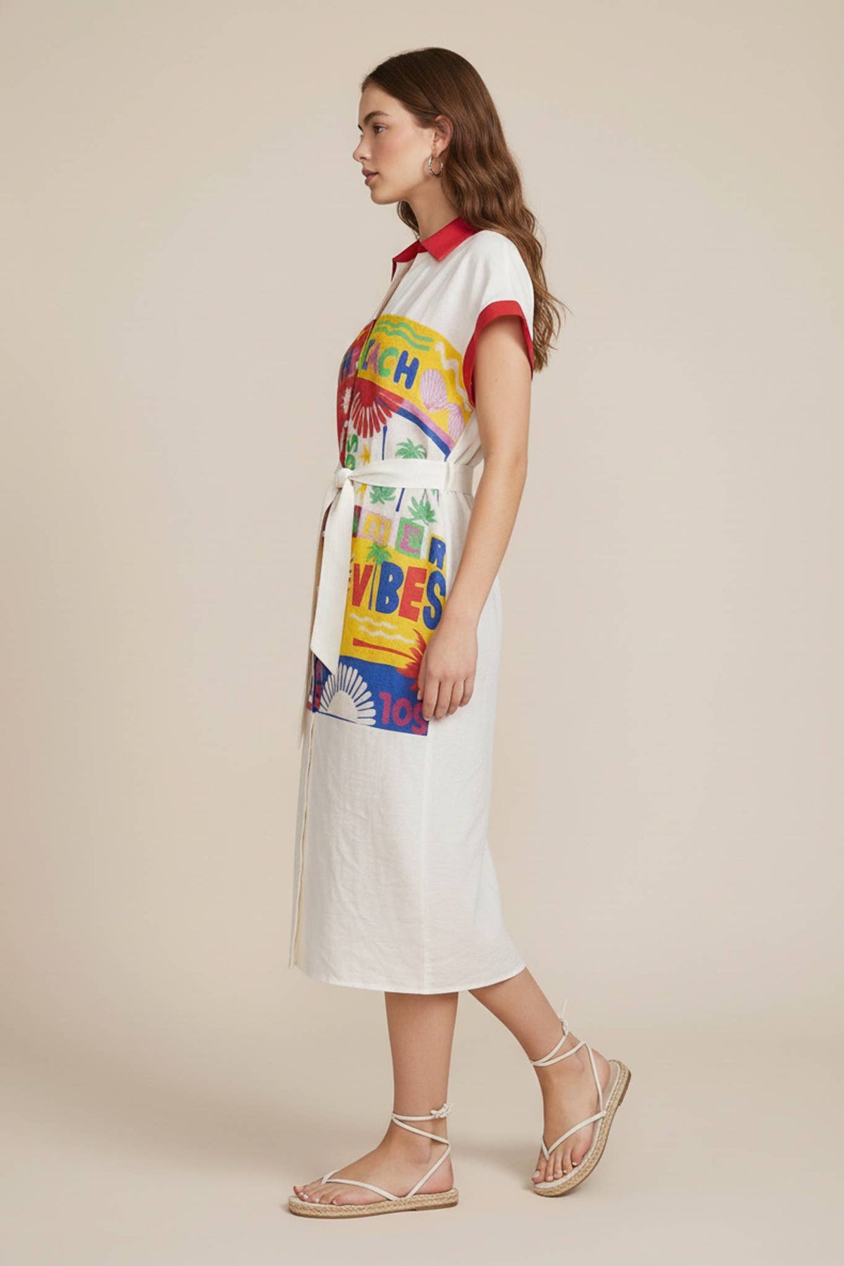Vacation Vibes Midi Dress W Self Belt