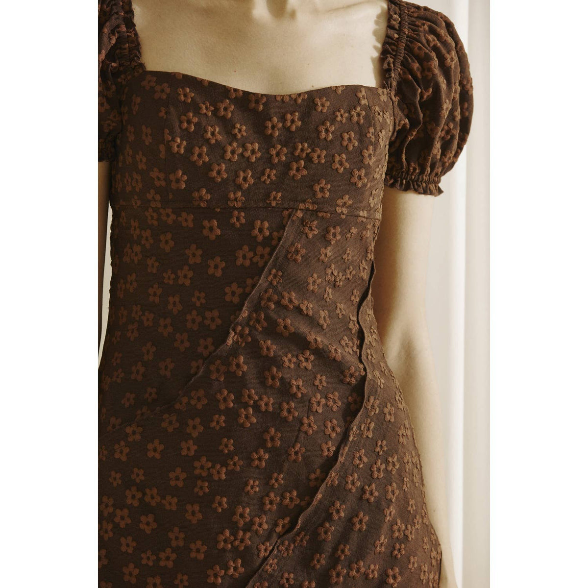 Monochromatic Daisy Bodycon Mini Dress
