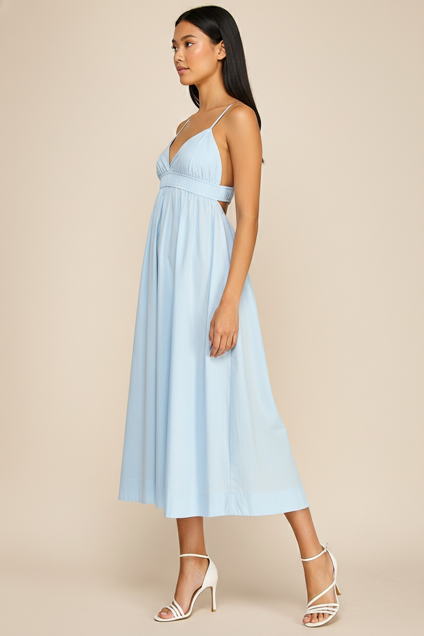 Elegant Smocked Waist Midi Dress