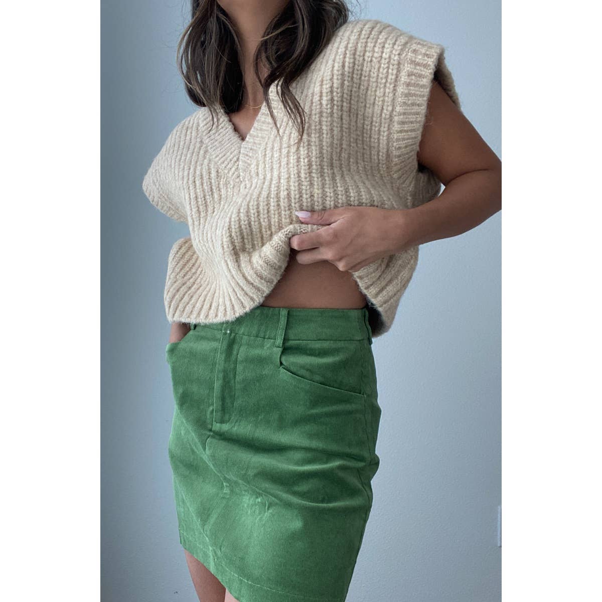 Corduroy Mini Skirt With Pockets