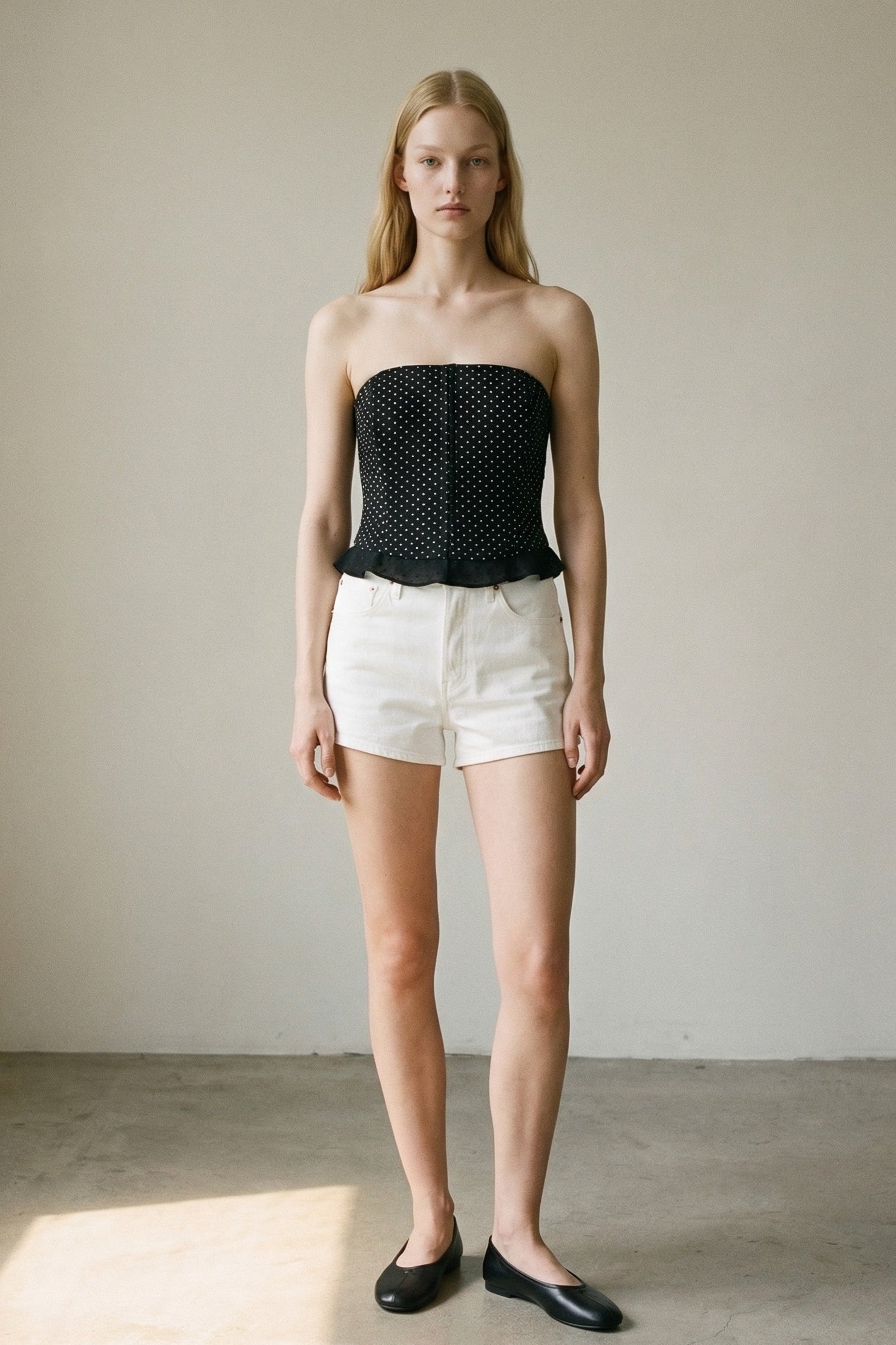 Polka Dot Strapless Boned Corset Tube Top