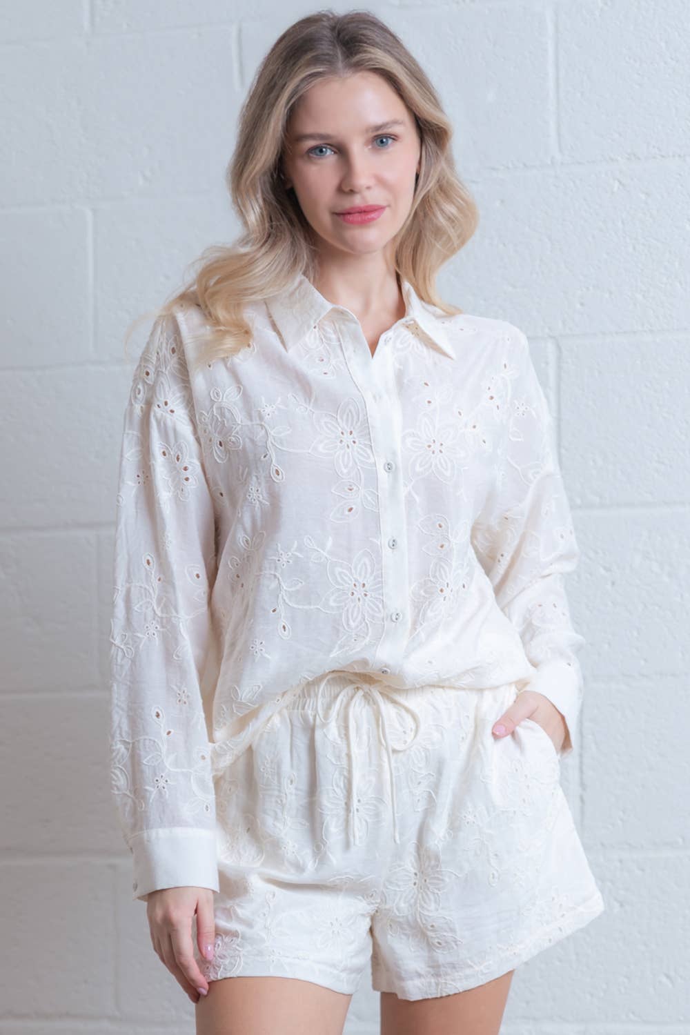 Embroidered Shirt and Short Pants Set for Women