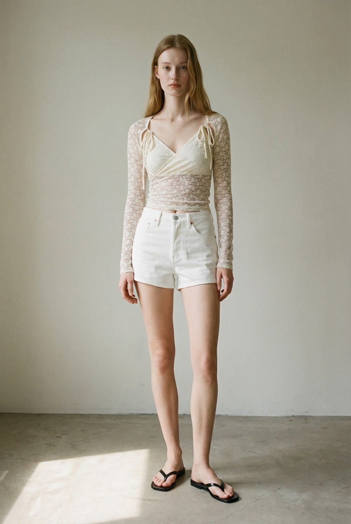 Floral Lace Open Arm Slits Top