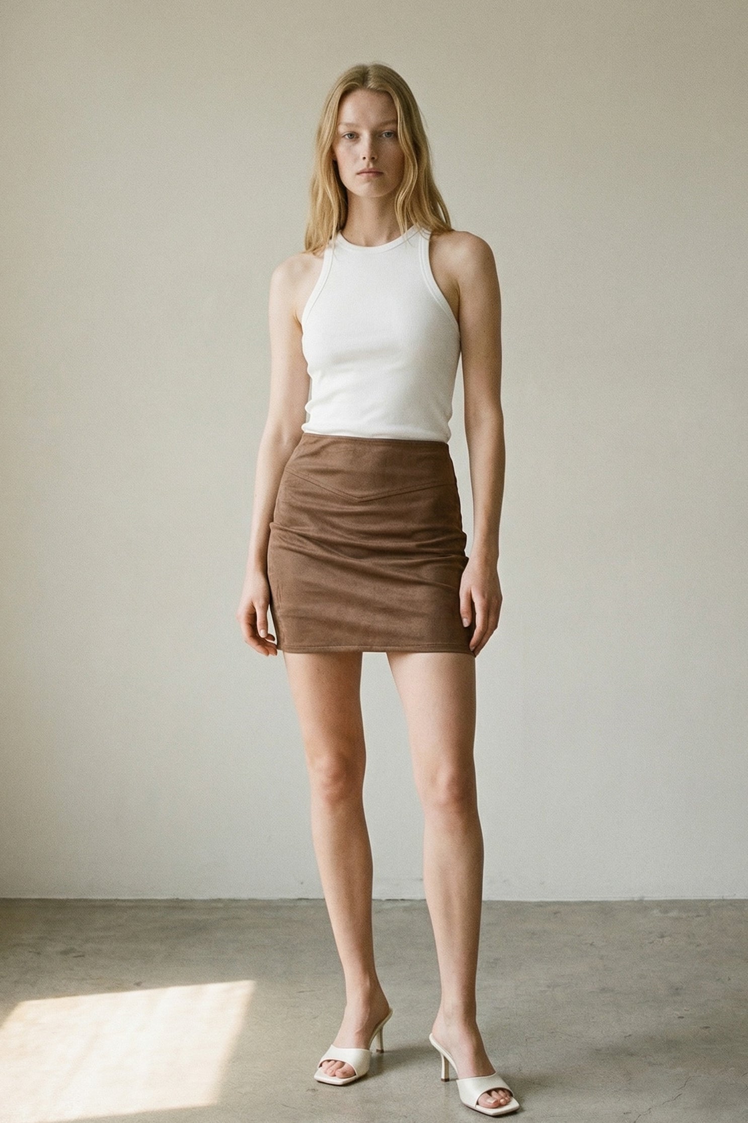 Faux Suede Low Waist Mini Skirt