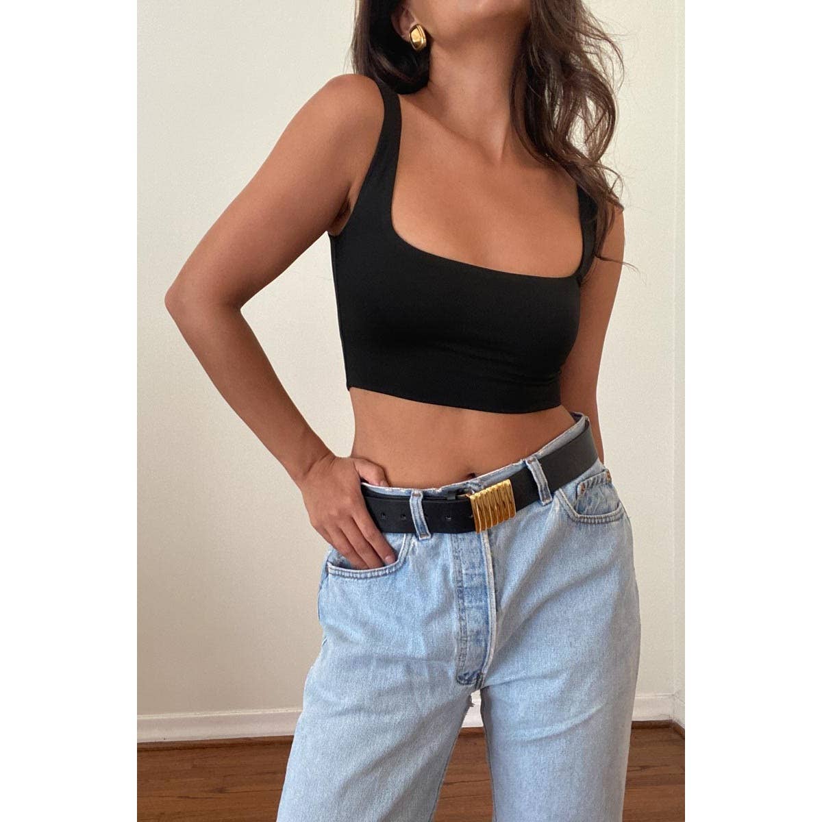 Double Layered Square Neck Crop Top