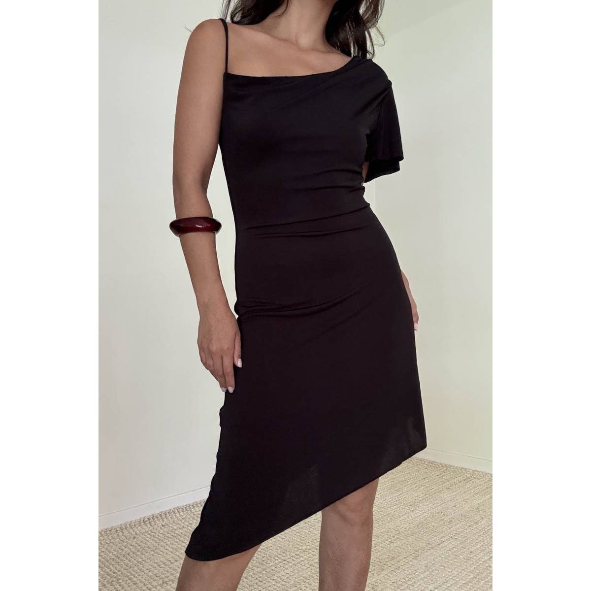 cowl neck asymmetric hem mini dress in black Amazon.com: CIDER Cowl Neck Ruffle Hem Mini Dress: Black, XL : Clothing, Shoes & Jewelry