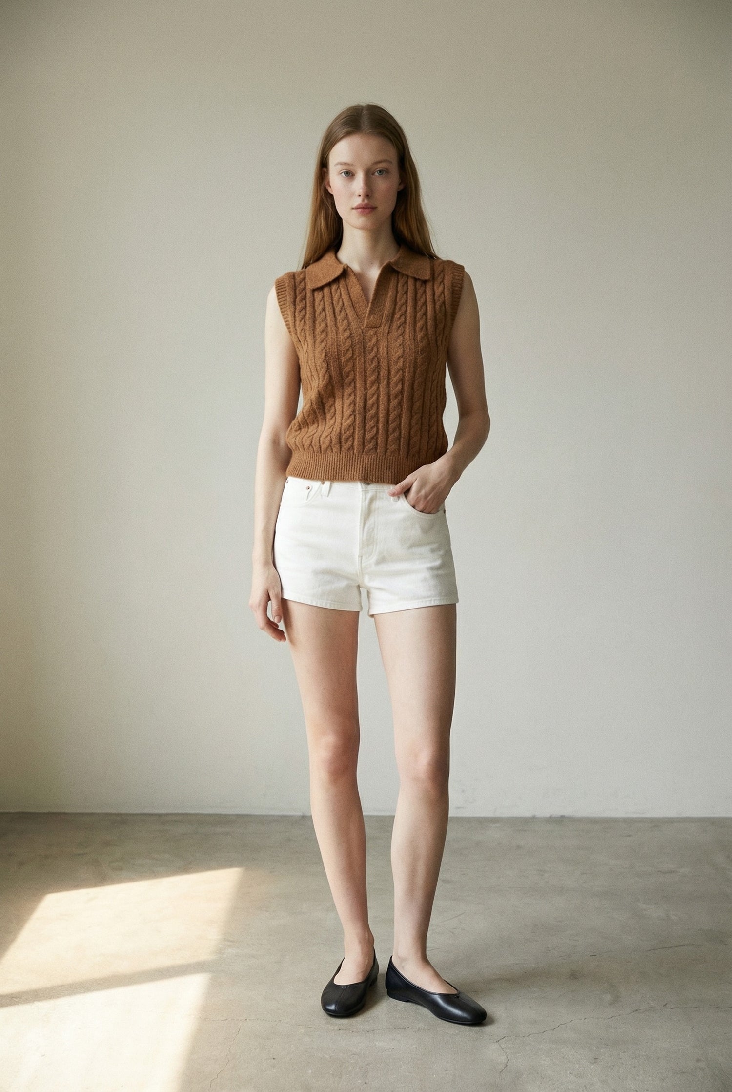 Cable Knit Polo Vest