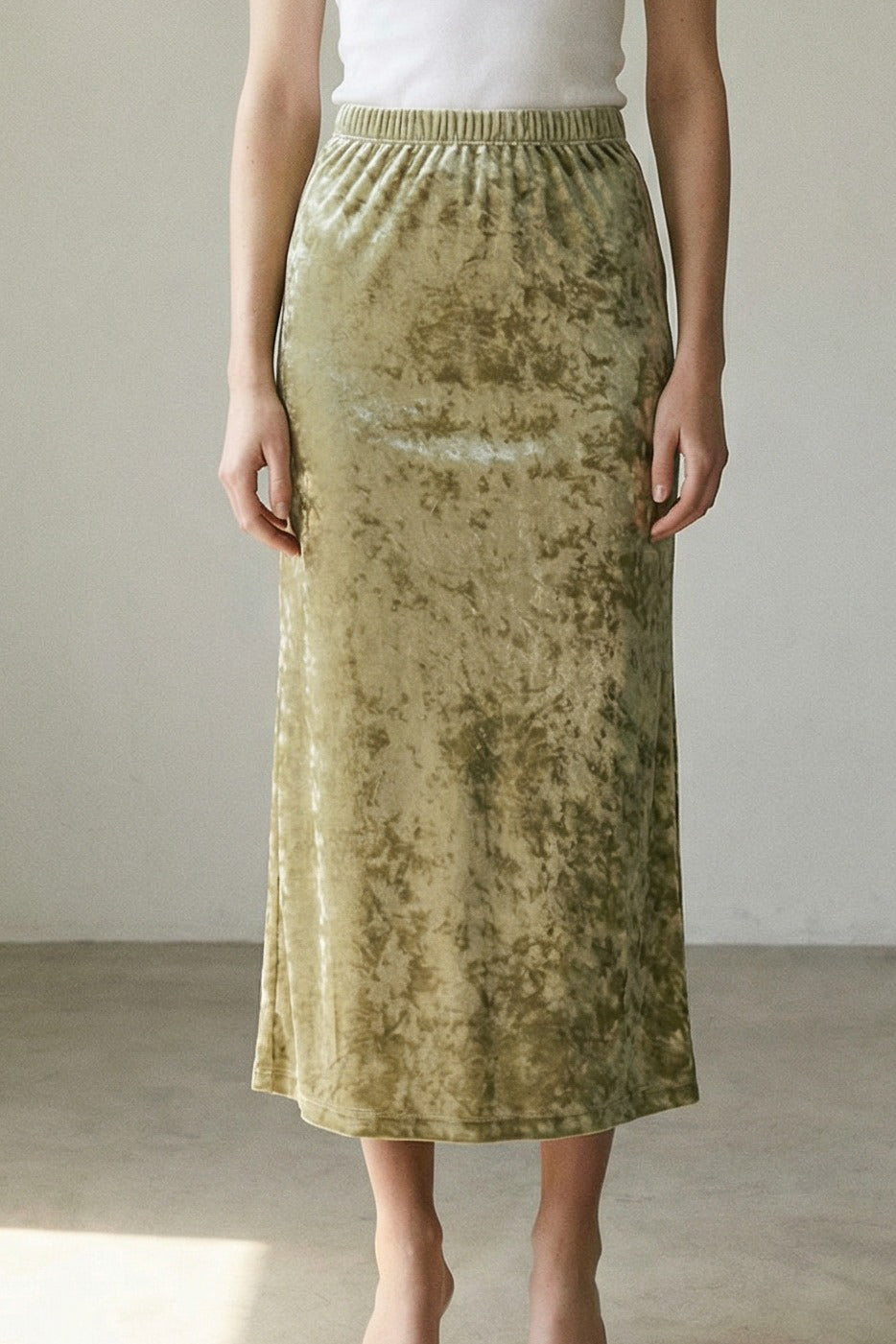 Crushed Velvet Midi Skirt