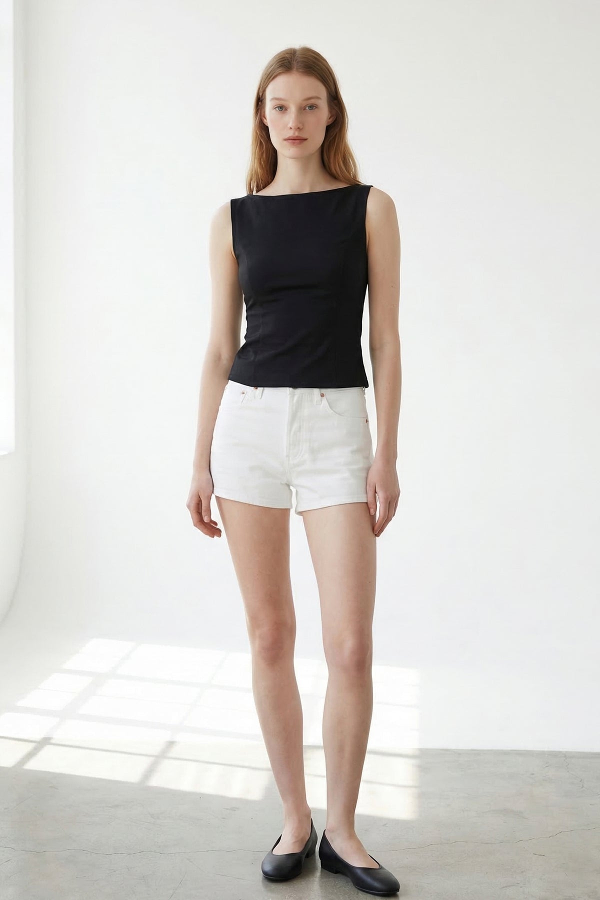 Stretch Boatneck Fitted Top