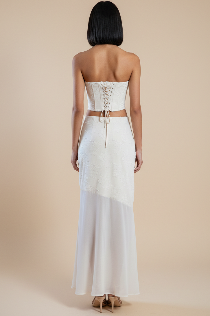 Lace Corset Top & Sheer Maxi Skirt Set
