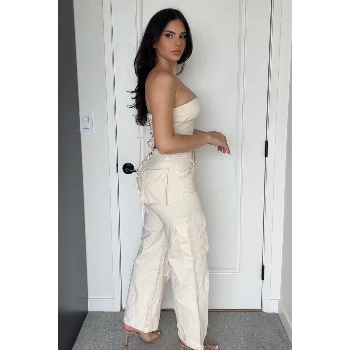 Contrast Stitch Detail Cargo Pants