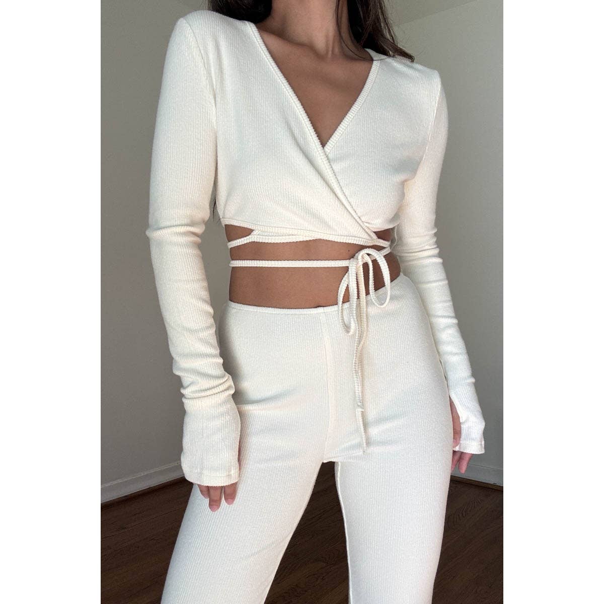 Reversible Wrap-Around Crop Top With Flare Pants