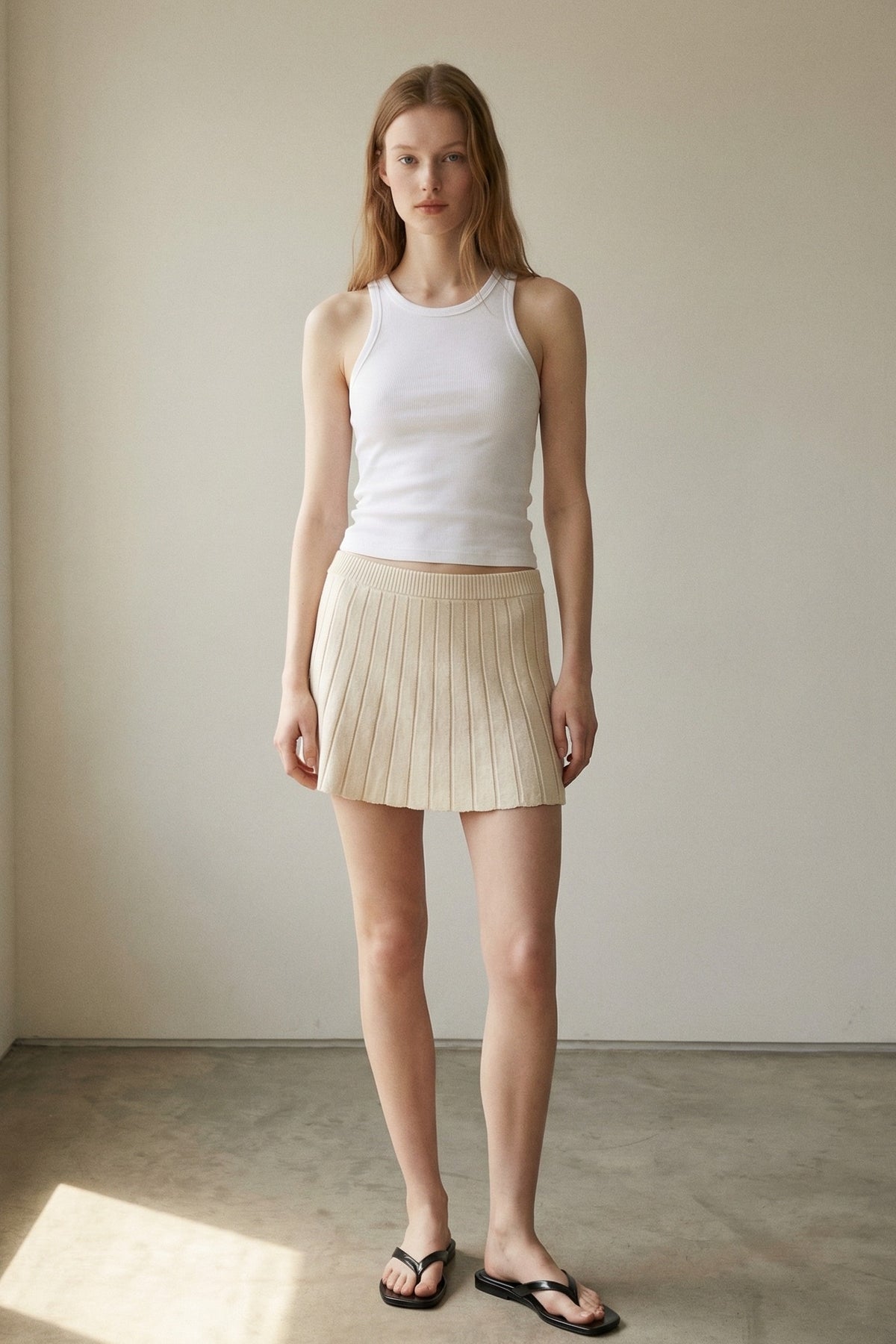 Knit Pleated Mini Skirt