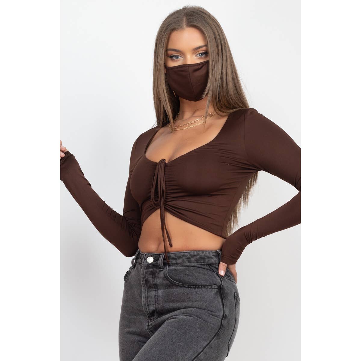 Ladies Knit Top with Mask